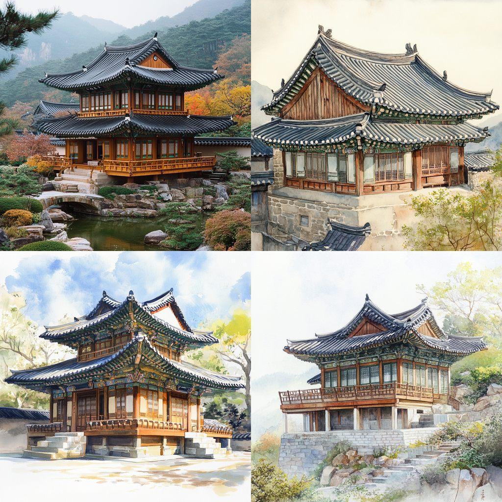 Traditional Korean architecture style, Midjourney V6.1, render 1 of 4