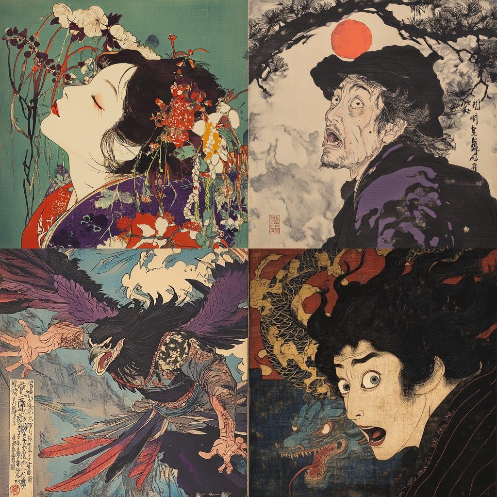 Tsukioka Yoshitoshi style, Midjourney V6.1, render 1 of 4
