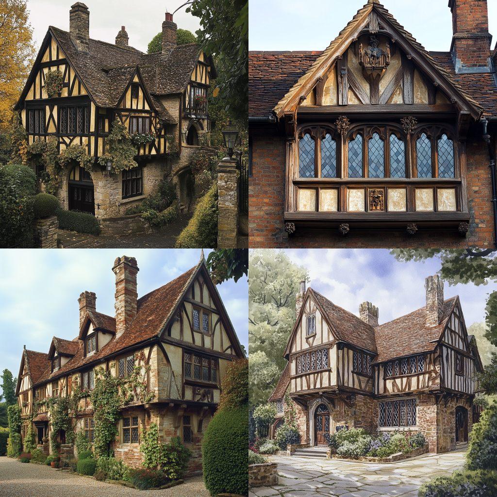 Tudor architecture style, Midjourney V6.1, render 1 of 4