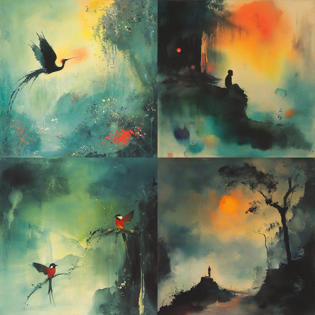 Tyrus Wong style, Midjourney V6.1, render 1 of 4