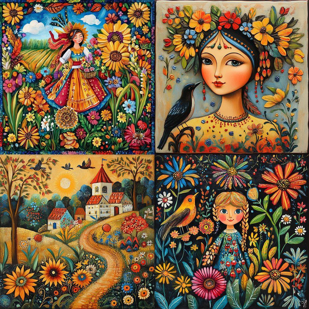 Ukrainian folk art style, Midjourney V6.1, render 1 of 4