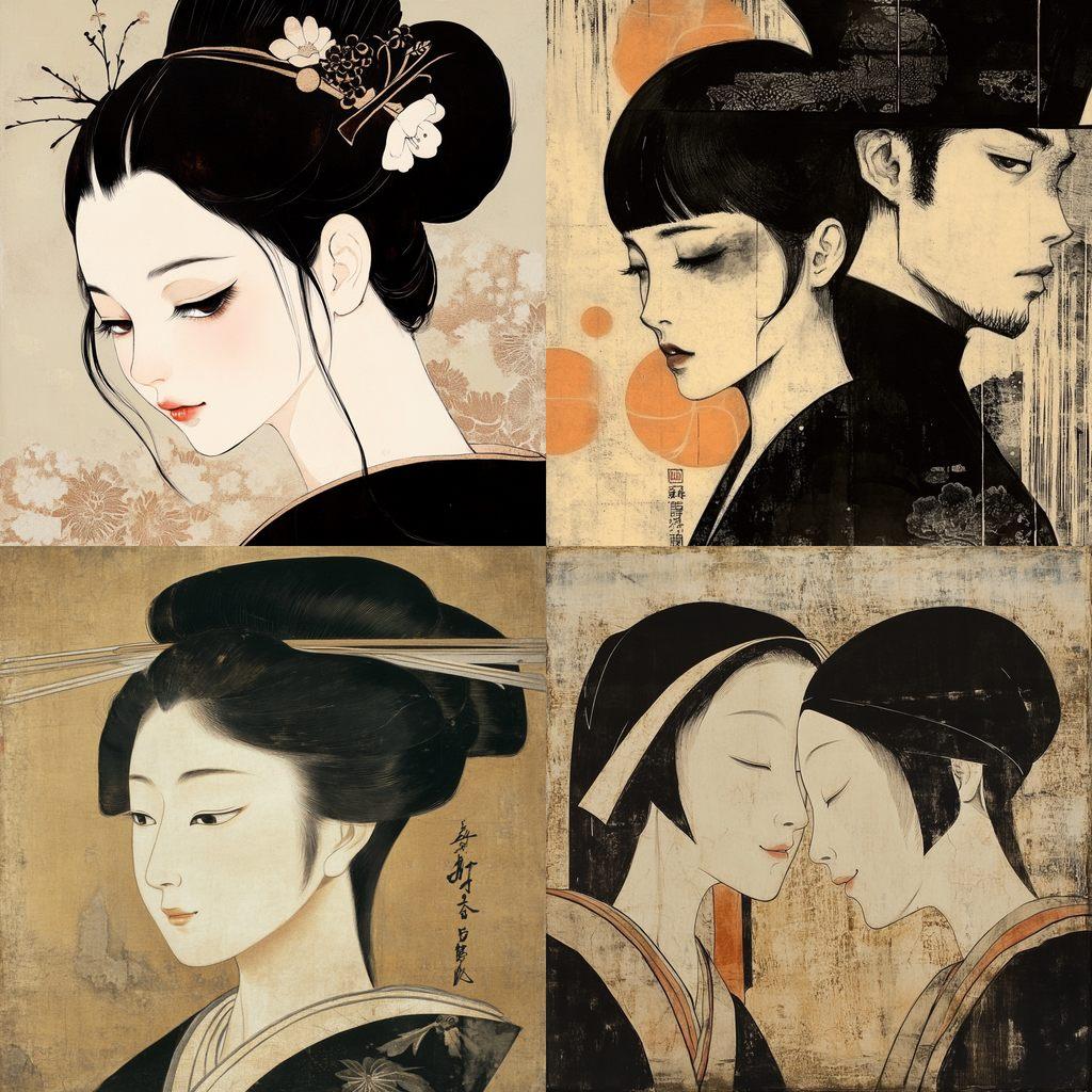 Utamaro style, Midjourney V6.1, render 1 of 4