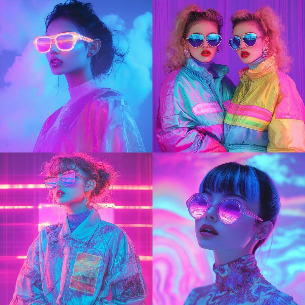 Vaporwave fashion style, Midjourney V6.1, render 1 of 4