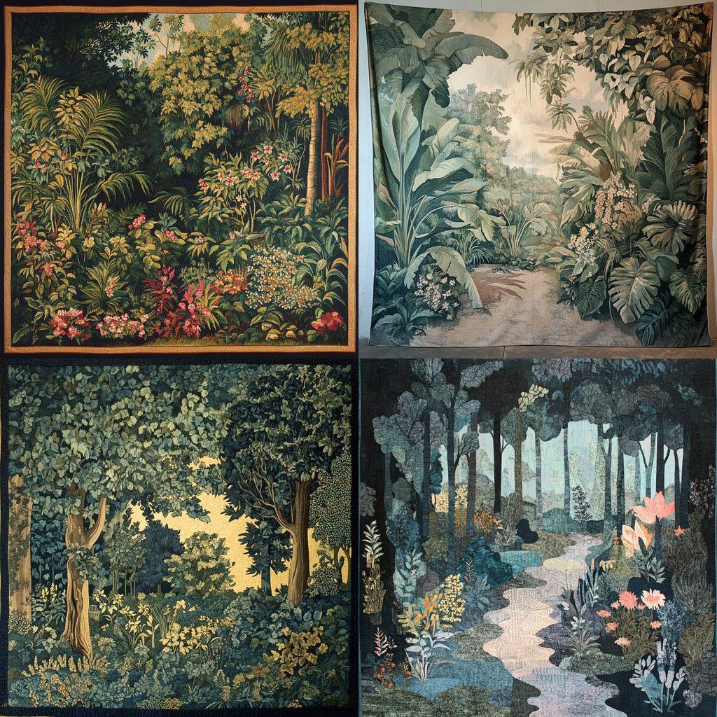 Verdure tapestry style, Midjourney V6.1, render 1 of 4