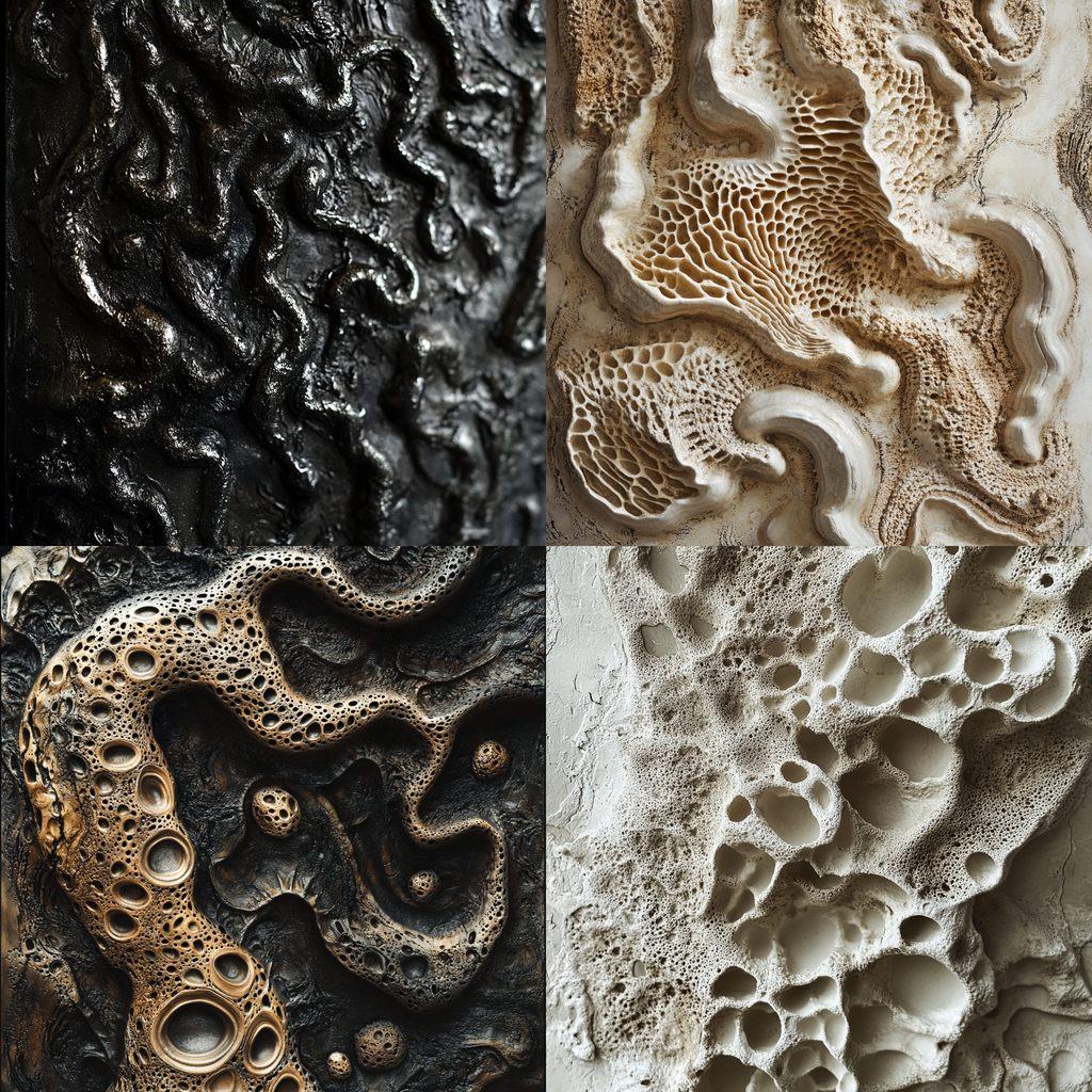 Vermiculation texture style, Midjourney V6.1, render 1 of 4