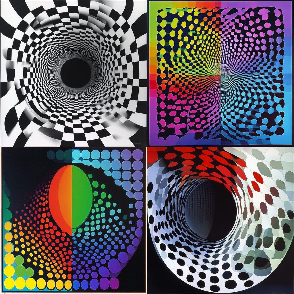 Victor Vasarely style, Midjourney V6.1, render 1 of 4