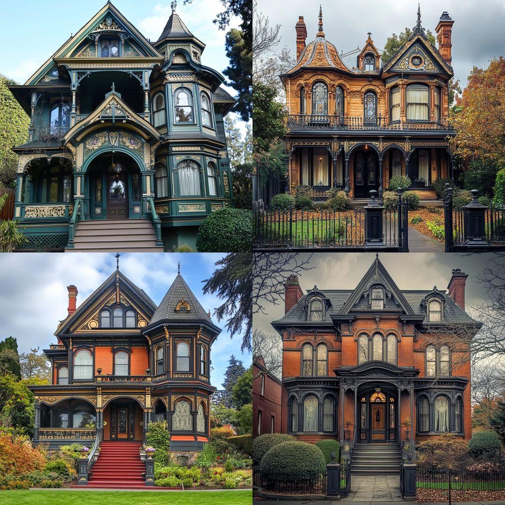 Victorian architecture style, Midjourney V6.1, render 1 of 4