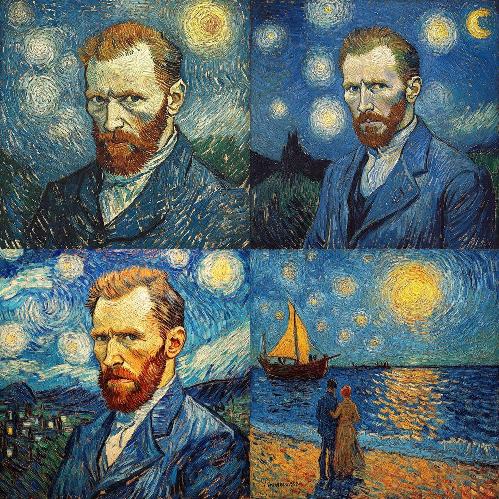 Vincent van Gogh style, Midjourney V6.1, render 1 of 4