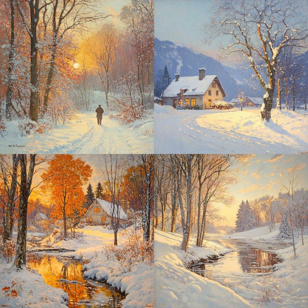 Walter Launt Palmer style, Midjourney V6.1, render 1 of 4