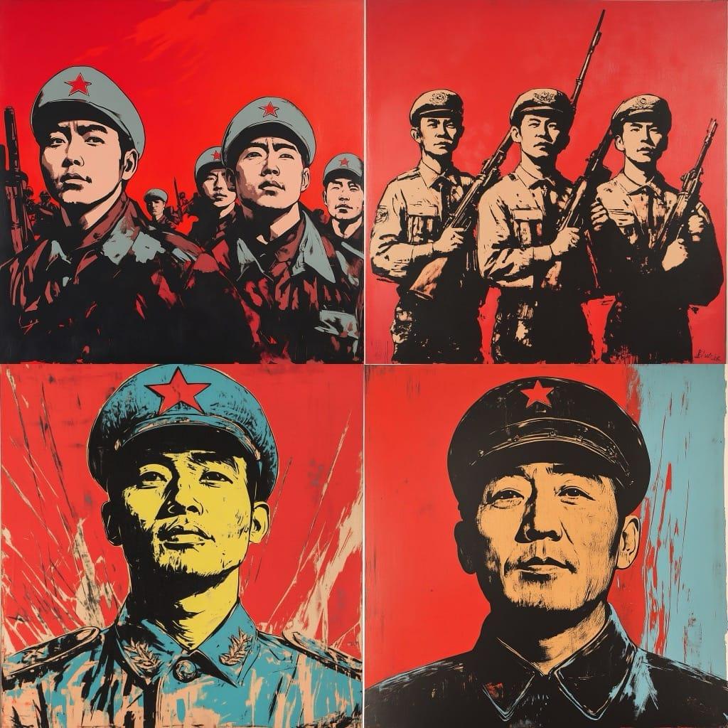 Wang Guangyi style, Midjourney V6.1, render 1 of 4