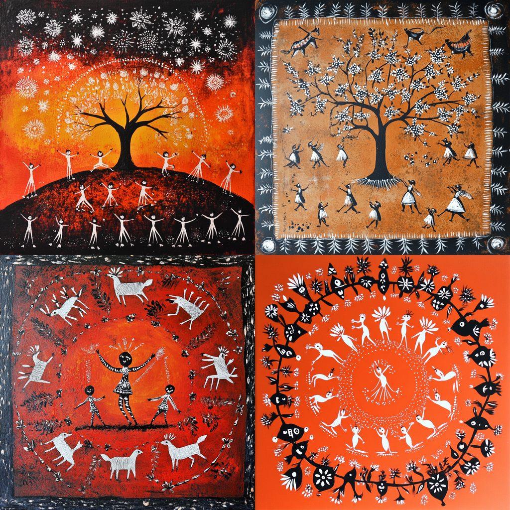 Warli painting style, Midjourney V6.1, render 1 of 4