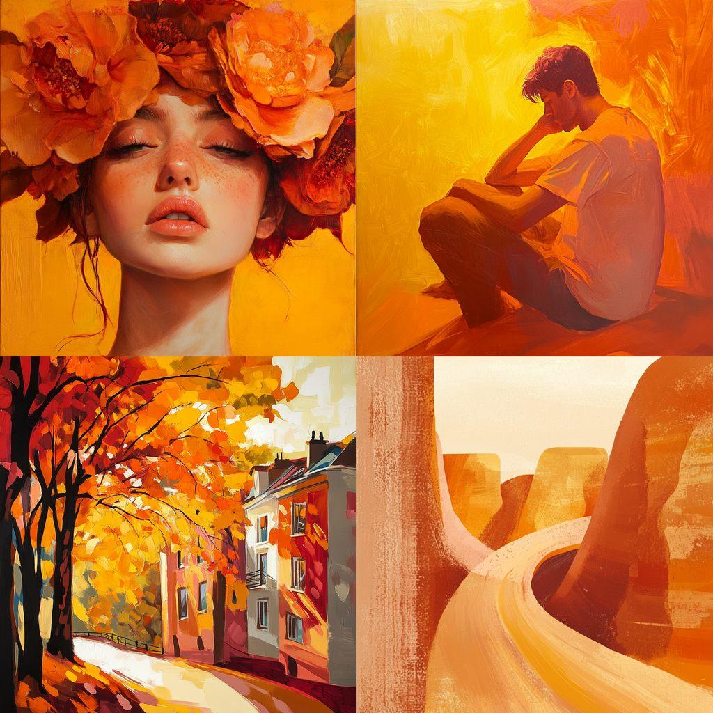 Warm colors style, Midjourney V6.1, render 1 of 4