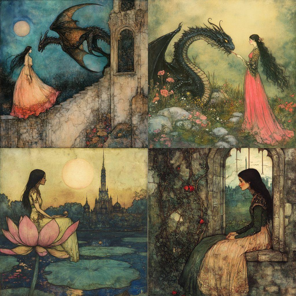 Warwick Goble style, Midjourney V6.1, render 1 of 4