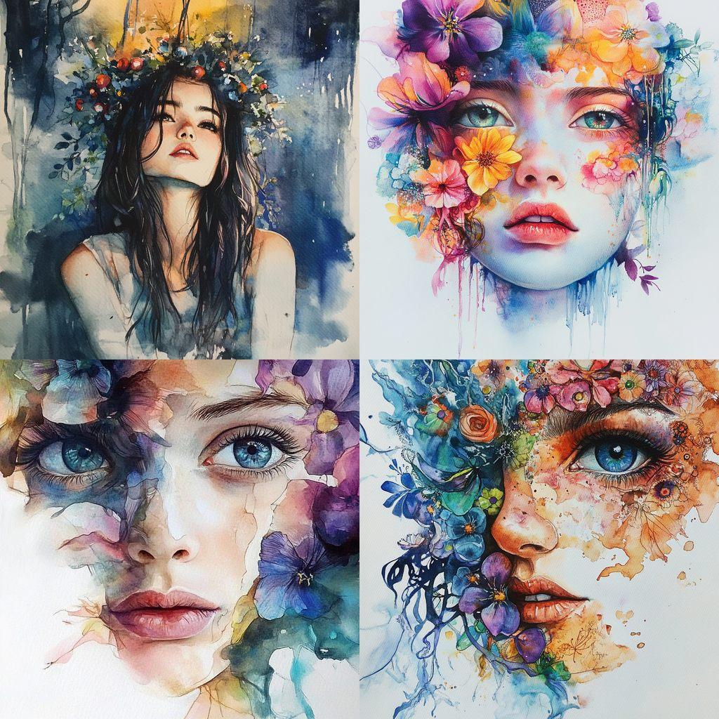 Watercolor paint style, Midjourney V6.1, render 1 of 4