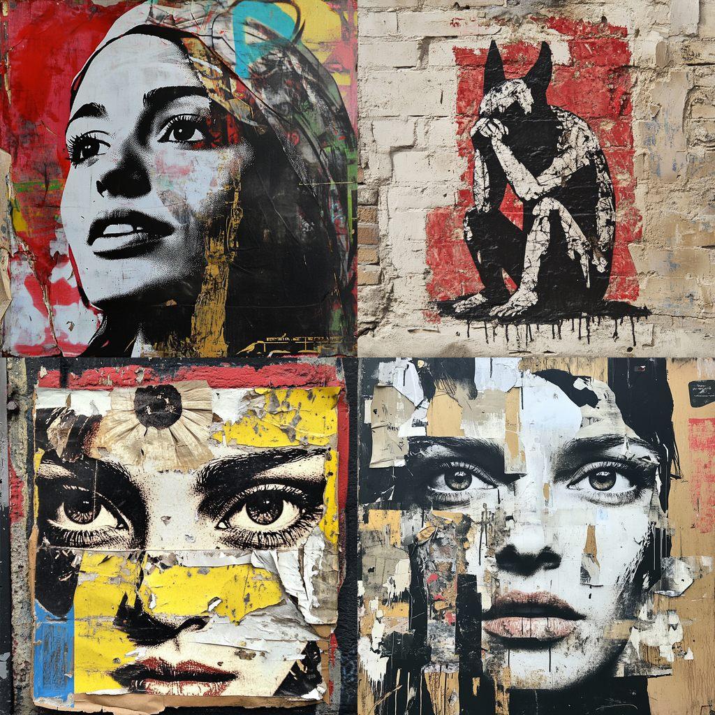 Wheatpaste style, Midjourney V6.1, render 1 of 4