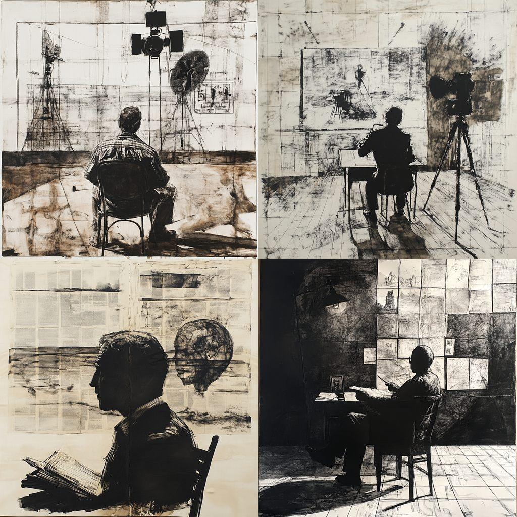 William Kentridge style, Midjourney V6.1, render 1 of 4