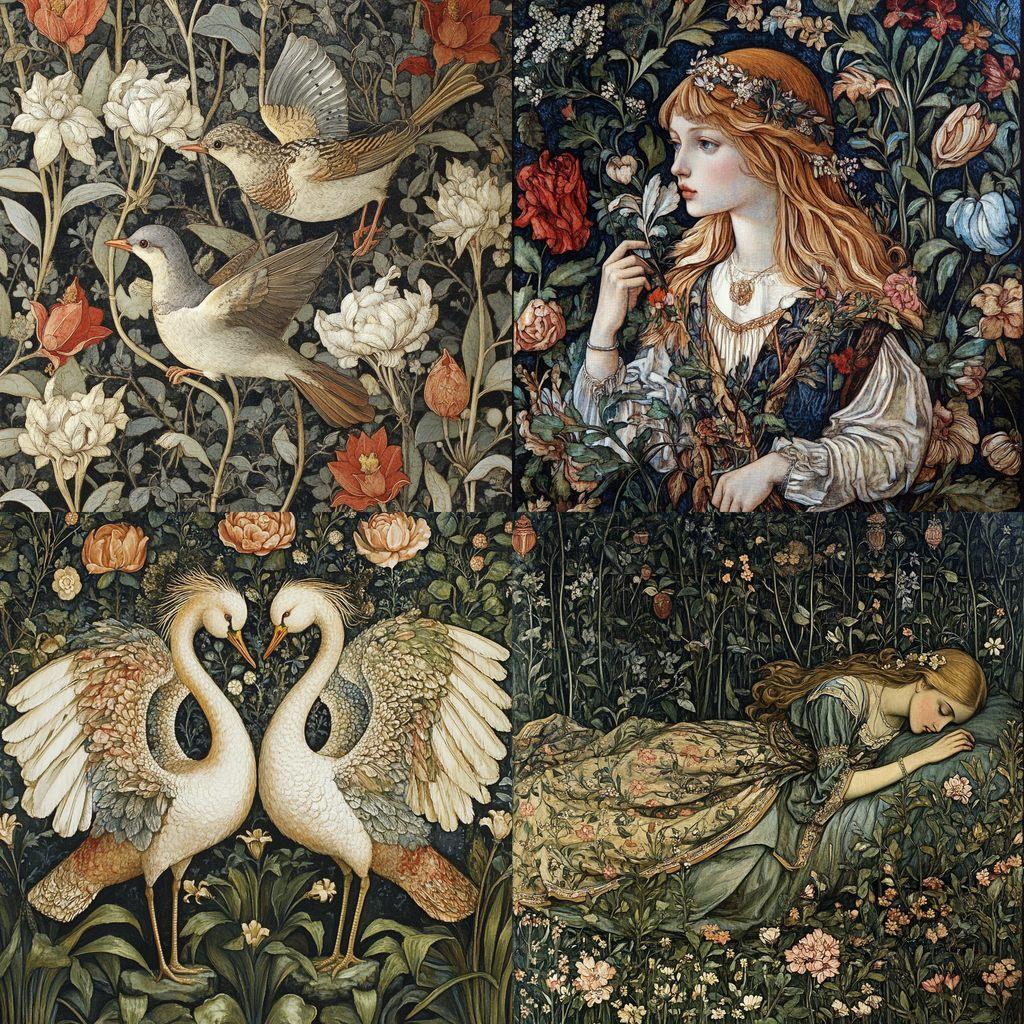 William Morris style, Midjourney V6.1, render 1 of 4