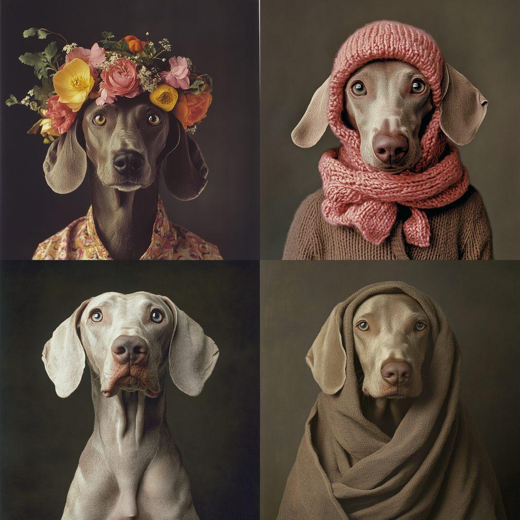 William Wegman style, Midjourney V6.1, render 1 of 4