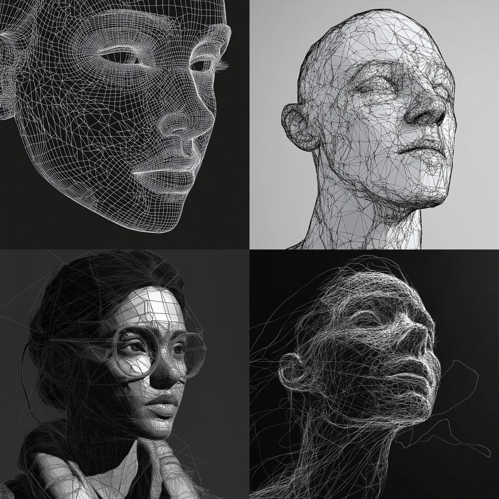 Wireframe style, Midjourney V6.1, render 1 of 4