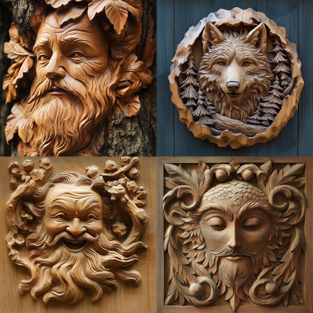 Wood carving style, Midjourney V6.1, render 1 of 4