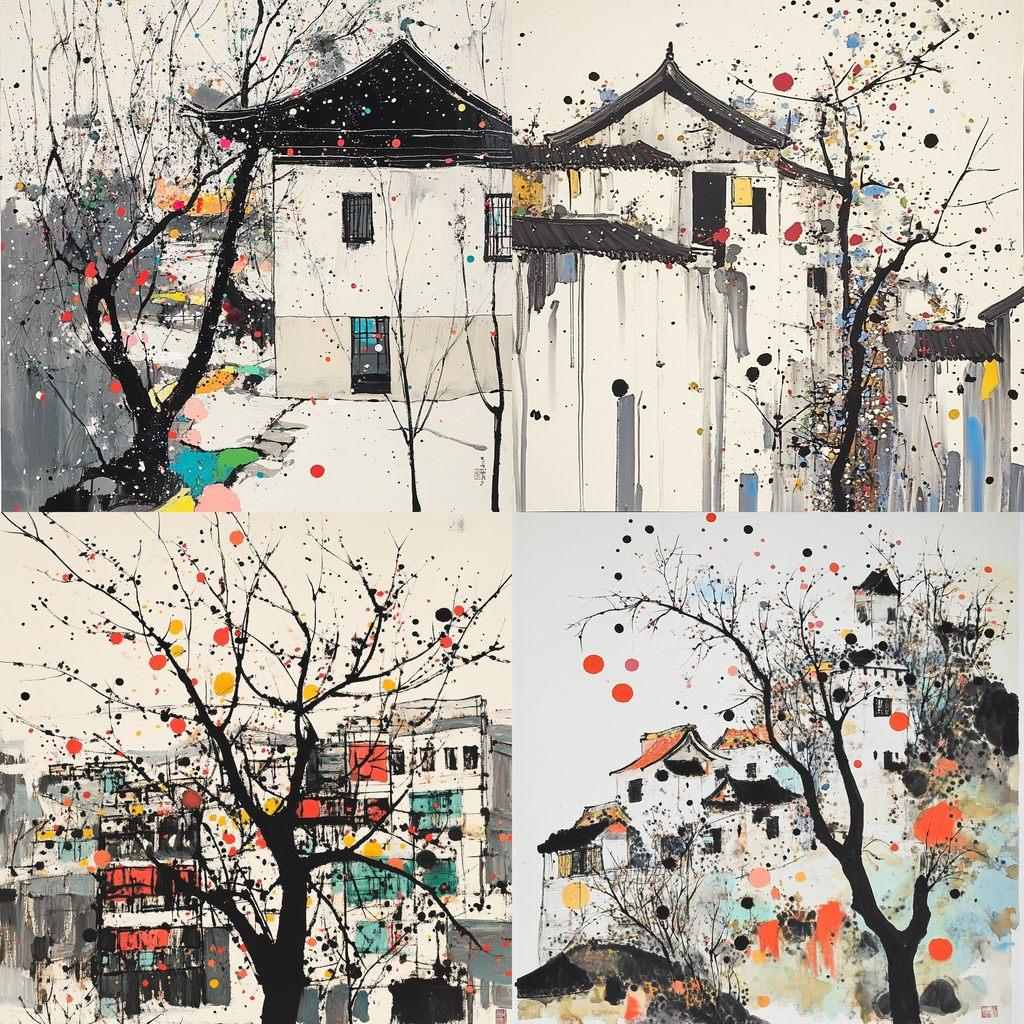 Wu Guanzhong style, Midjourney V6.1, render 1 of 4