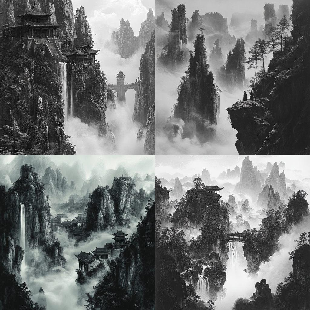 Yang Yongliang style, Midjourney V6.1, render 1 of 4