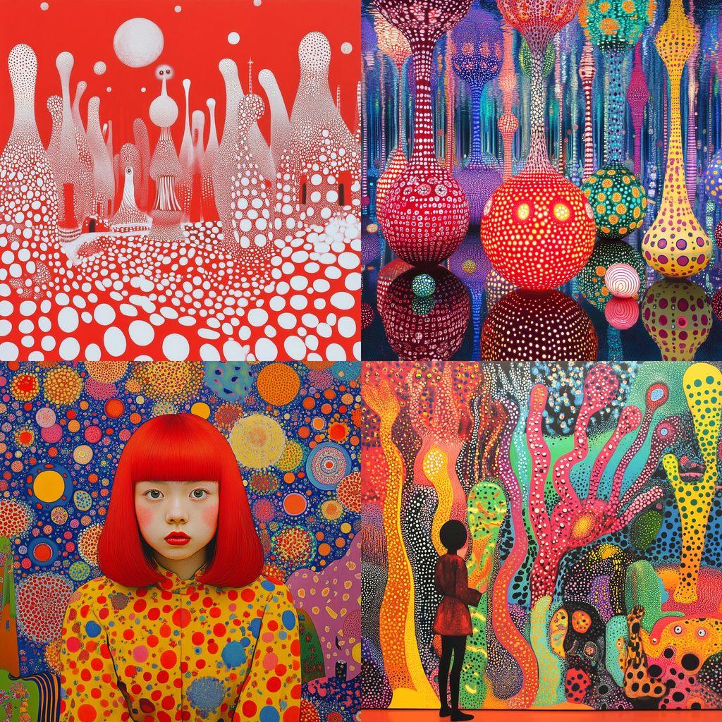 Yayoi Kusama style, Midjourney V6.1, render 1 of 4