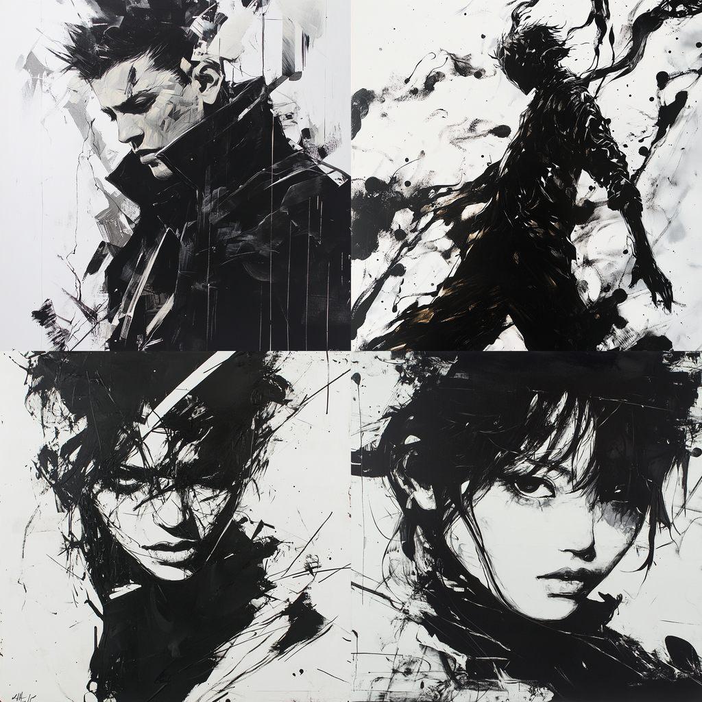 Yoji Shinkawa style, Midjourney V6.1, render 1 of 4