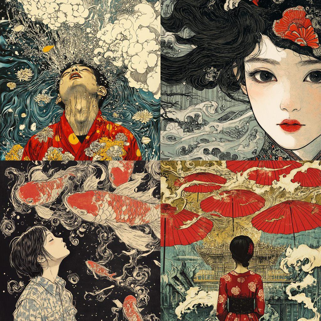 Yuko Shimizu style, Midjourney V6.1, render 1 of 4