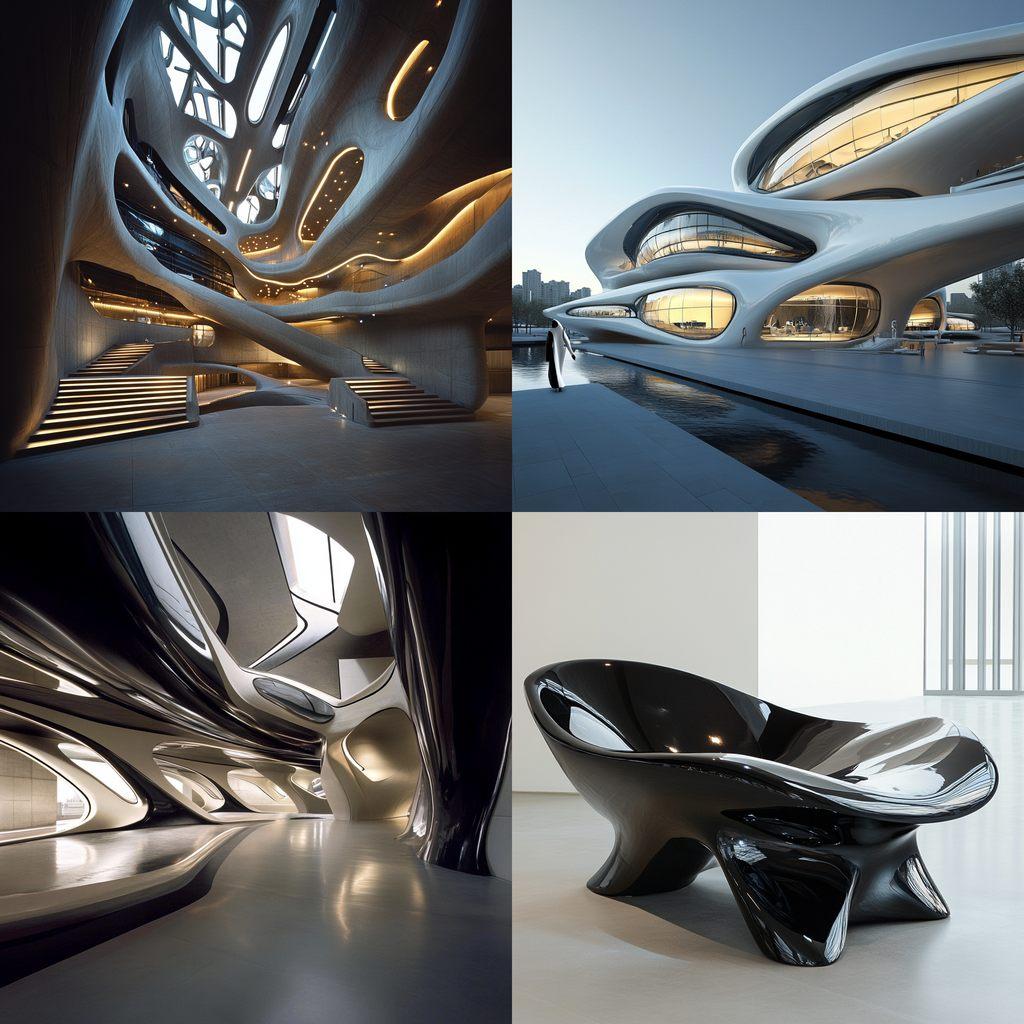 Zaha Hadid style, Midjourney V6.1, render 1 of 4