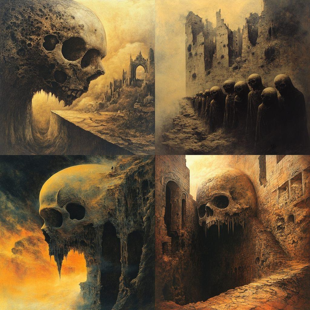 Zdzislaw Beksinski style, Midjourney V6.1, render 1 of 4