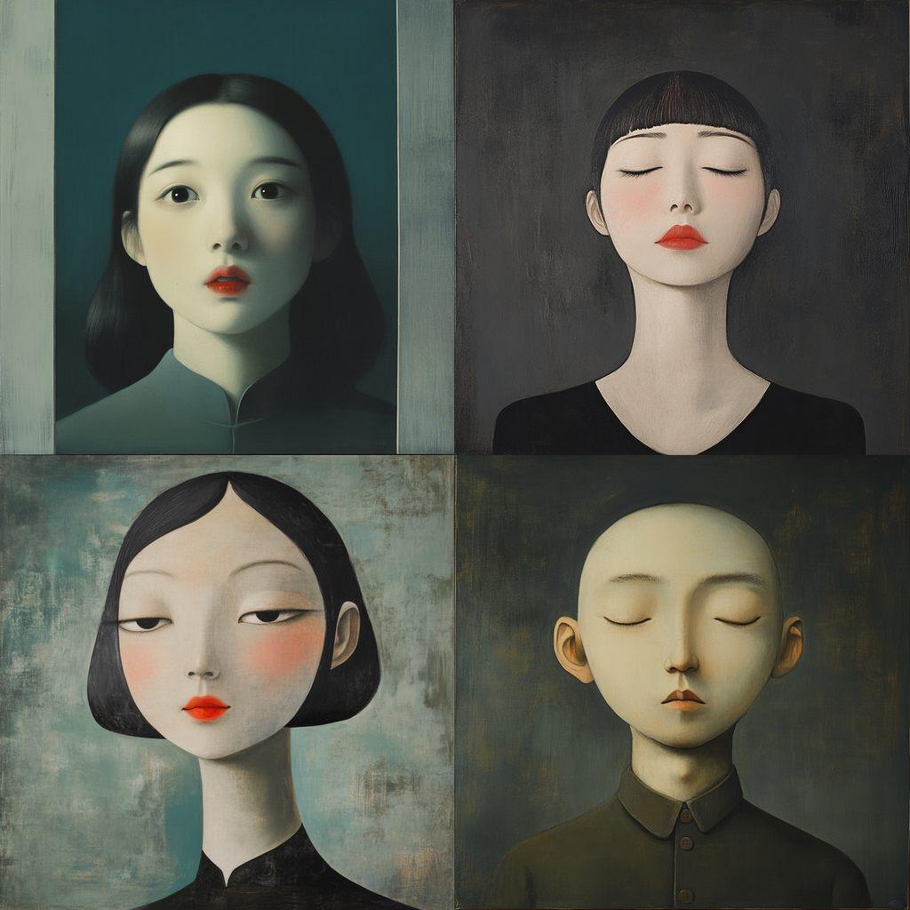Zhang Xiaogang style, Midjourney V6.1, render 1 of 4