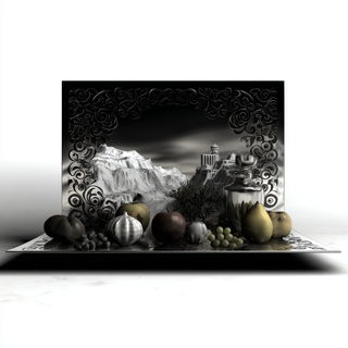 Void Lithograph style, Midjourney V7: classical 18th-century oil painting