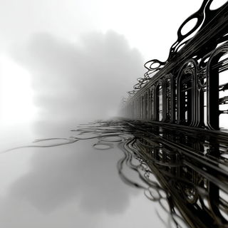 Void Lithograph style, Midjourney V7: technical infrastructure blueprint schematics