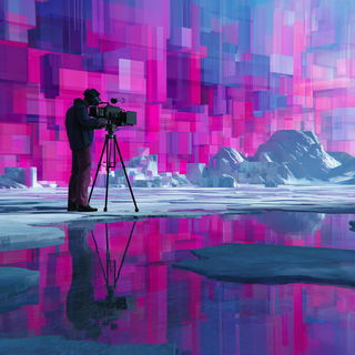 Chromawarp Weaving style, Midjourney V7: cinematic shot from sci-fi movie