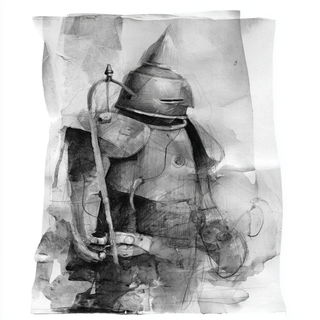 Washfracture style, Midjourney V7: concept art character design of retropunk steam knight