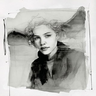 Washfracture style, Midjourney V7: photographic portrait of female protagonist