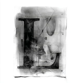 Washfracture style, Midjourney V7: typographic composition with large letters