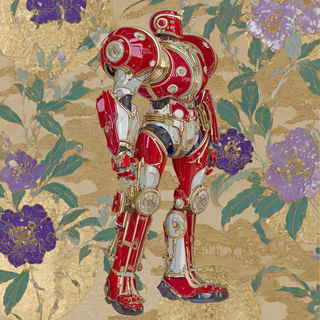 Haveli Goldwork style, Midjourney V7: concept art character design of retropunk steam knight