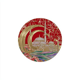 Haveli Goldwork style, Midjourney V7: bold minimalist logo design for Istanbul city municipal services