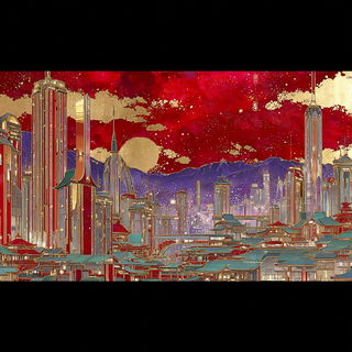 Haveli Goldwork style, Midjourney V7: cinematic shot from sci-fi movie