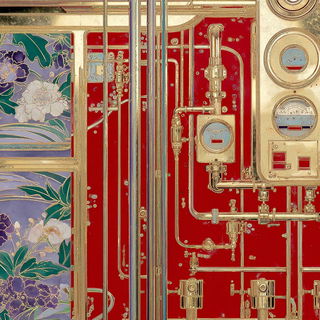 Haveli Goldwork style, Midjourney V7: technical infrastructure blueprint schematics