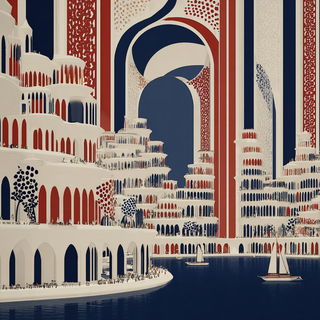 Lanternstripe Procession style, Midjourney V7: megacity with futuristic bioarchitecture
