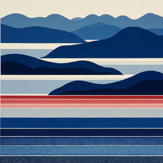 Lanternstripe Procession style, Midjourney V7: realistic landscape photograph of quiet dawn