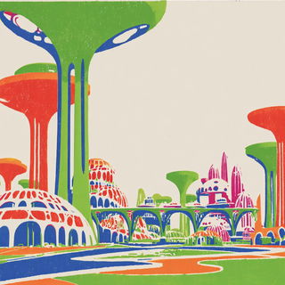 Ornamentasonry style, Midjourney V7: megacity with futuristic bioarchitecture