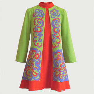 Ornamentasonry style, Midjourney V7: haute-couture fashion outfit