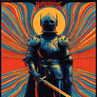 The Solburst Archive style, Midjourney V7: concept art character design of retropunk steam knight