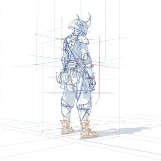 Wireash style, Midjourney V7: concept art character design of retropunk steam knight