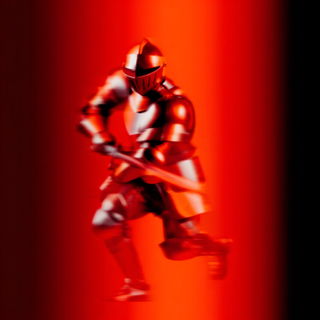 Sanguine Blurwork style, Midjourney V7: concept art character design of retropunk steam knight