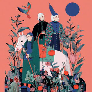 Florautomaton style, Midjourney V7: retro fairy-tale illustration